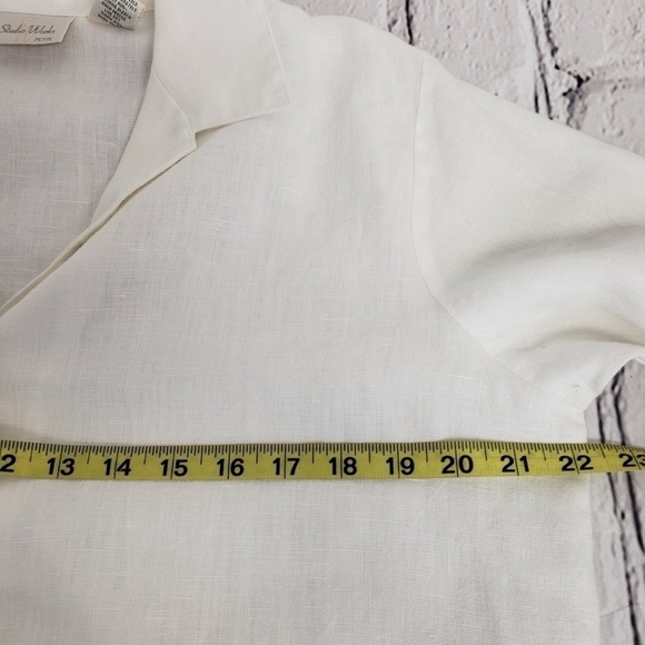 Studio Works Linen Capri Pant and Shirt Set PL Ivory and Taupe EUC - Picture 15 of 16